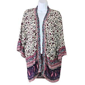 Womens Oversized Kimono Cardigan Size M Cottagecore Boho Floral Paisley Print